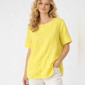 $175 NWT Caroline Rose Classic Tissue Linen Swing Top Citrus XL